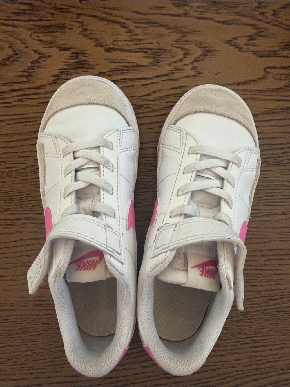 Nike Kids White & Pink Velcro Athletic Sneakers